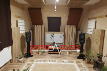Column acoustic diffusers placed in the cinema room (2)