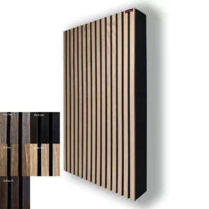 Akustikpanel med Framsida i Trälameller 100x60x8–13 cm