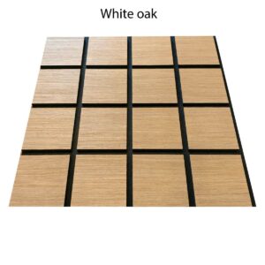 Freja Trä rutmönstrad akustisk väggpanel – 60x60cm – white oak (1) Freja Trä rutmönstrad akustisk väggpanel - 60x60cm - white oak (1)