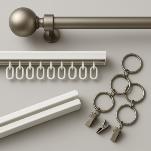 Gardinstänger, skenor och räls för akustikgardiner