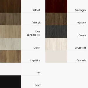Tillgängliga färger för diffusorfront Tillgängliga färger för diffusorfront