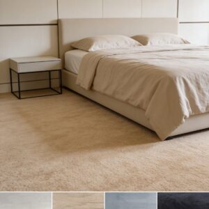 Aurora ljuddämpande matta i sovrum, fyra färger: beige, sand, silver, antracit